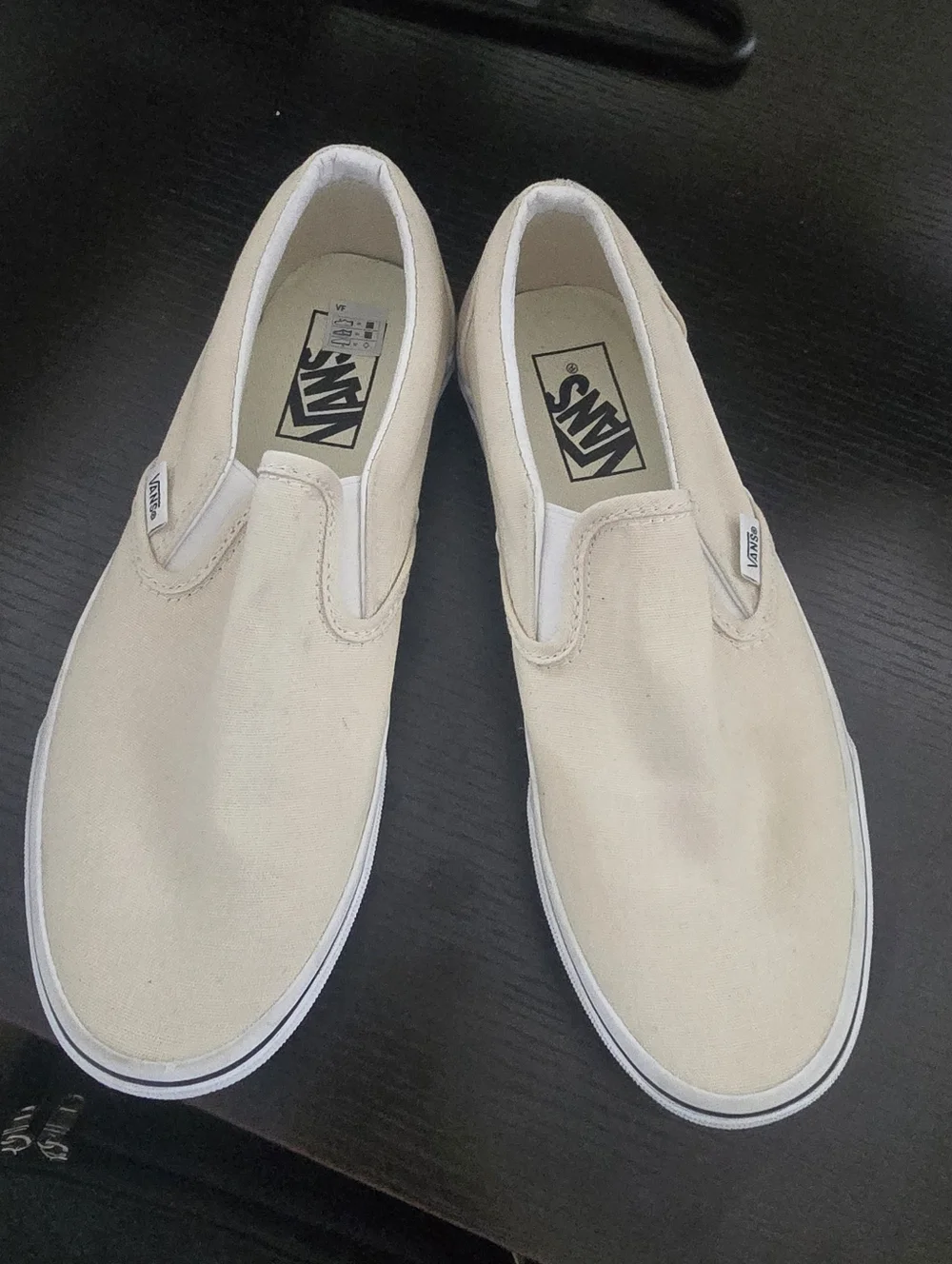 Vans Beige Slip-On Canvas Shoes - Like New (W8/M6.5) - Picture 4 of 8